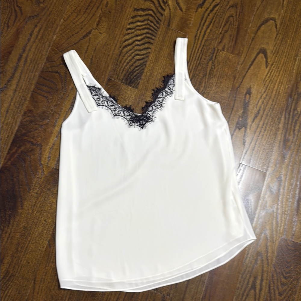 Babaton White Camisole with Black Lace Trim
